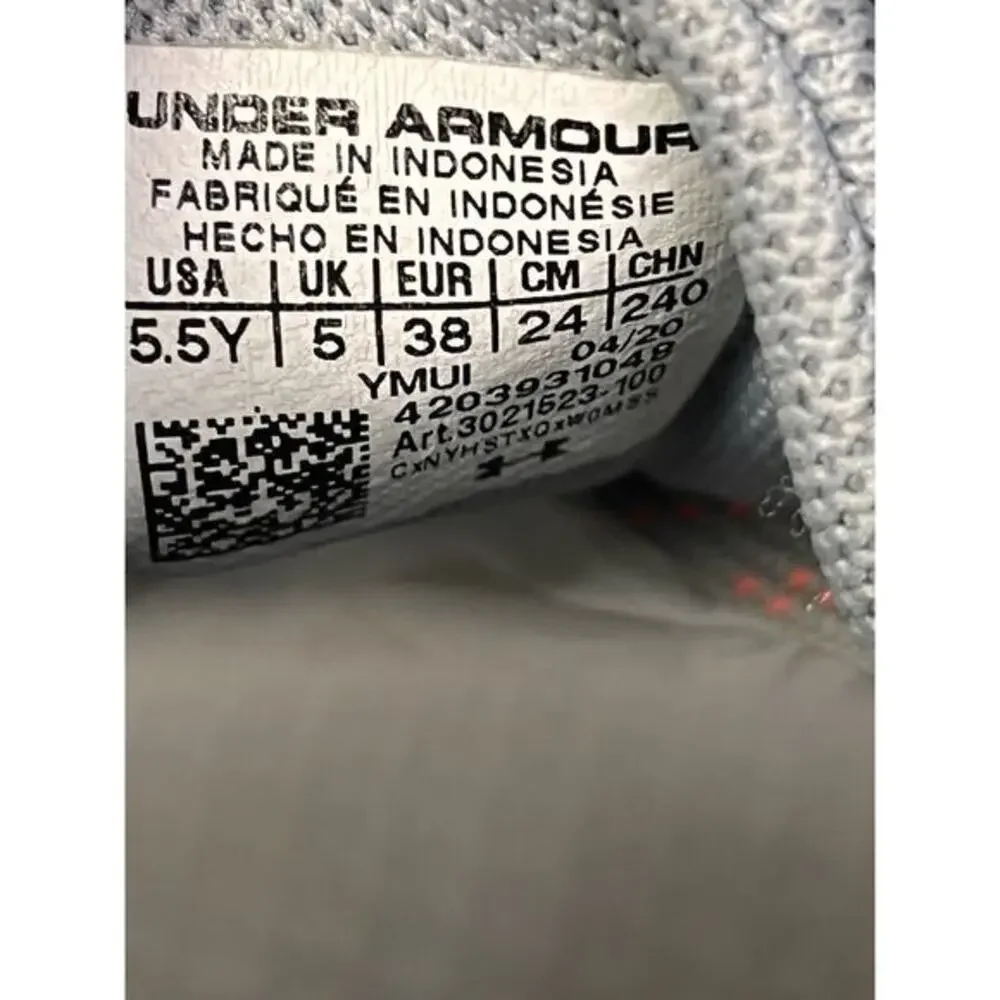 Under Armour Ripple 3021523-100 Gray Running Shoes‎ Girls 5.5 Sneakers